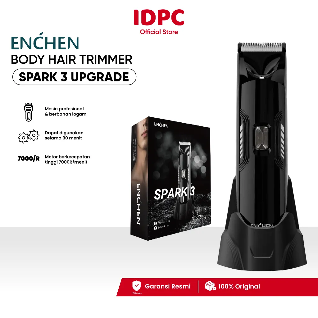 Enchen Spark 3 Upgraded Body Trimmer Professional Hair Clipper Alat Cukur Rambut IPX7 WaterProof