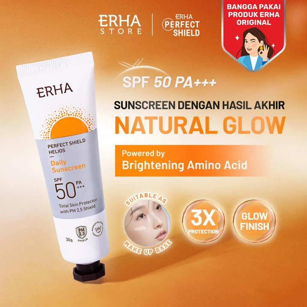 ERHA Perfect Shield Helios SPF50/PA+++ 30g - Daily Sunscreen - Sunscreen Wajah Kulit Normal Anti Polutan