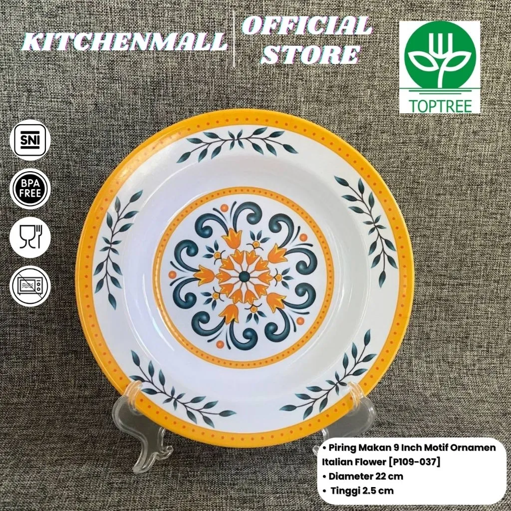 TOPTREE Piring Melamin 9 Inch Piring Makan Murah - Type P109