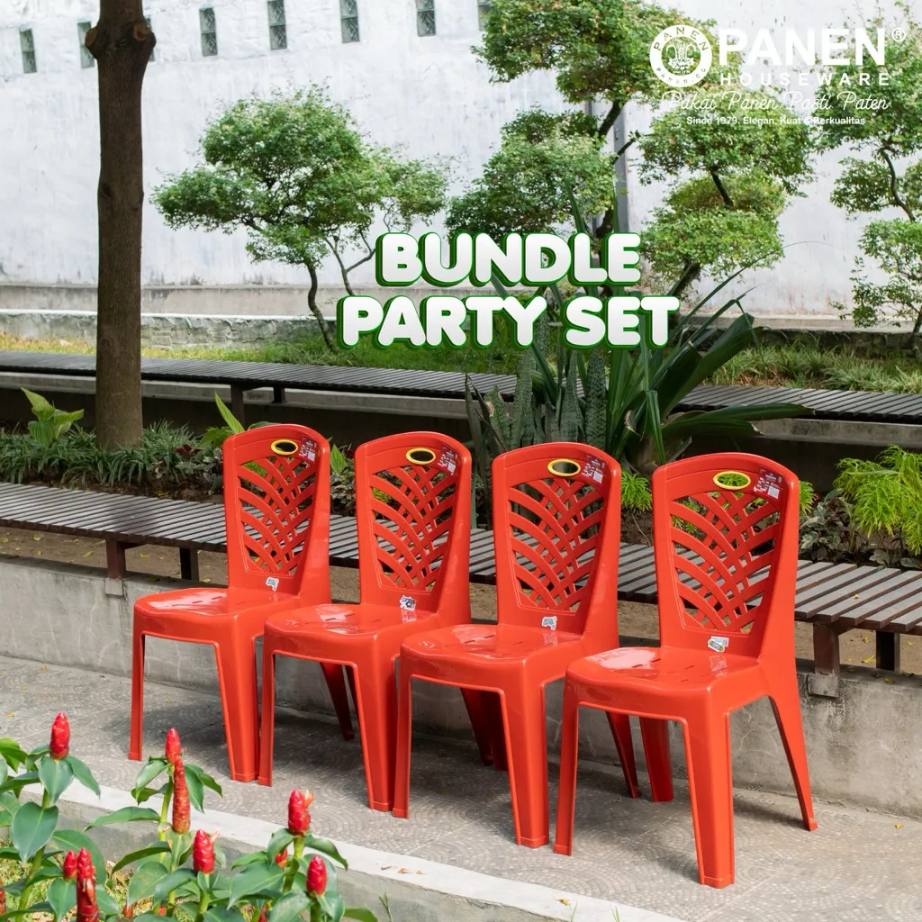 Panen Bundle Kursi Makan / Bangku Plastik Cafe / Party Set KM 2402 Grade A (isi 4 pcs) / Paket Kursi Pesta Hemat / Kursi Warkop