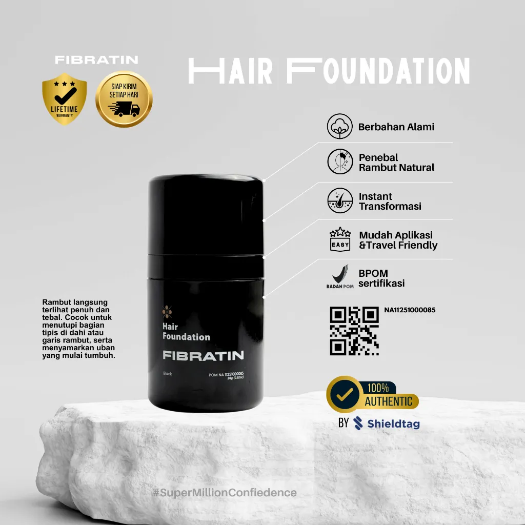 FIBRATIN Hair Foundation Penebal Rambut Instan Alami Serat Kapas Hairstylish Pria Wanita BPOM Shieldtag Hologram