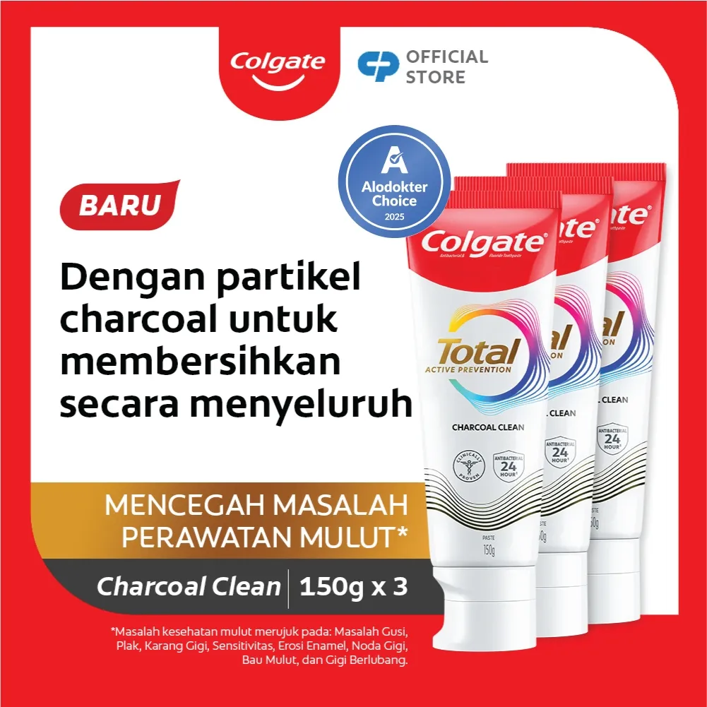 Colgate Total Charcoal Clean Toothpaste 150g - Pasta Gigi (3pcs)