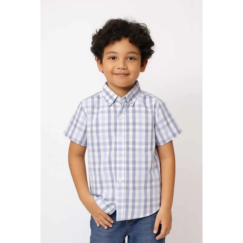 KIDTINK - Rafathar Shirt Kemeja Anak Laki Laki Lengan Pendek Polos - Kemeja Fashion Anak Laki