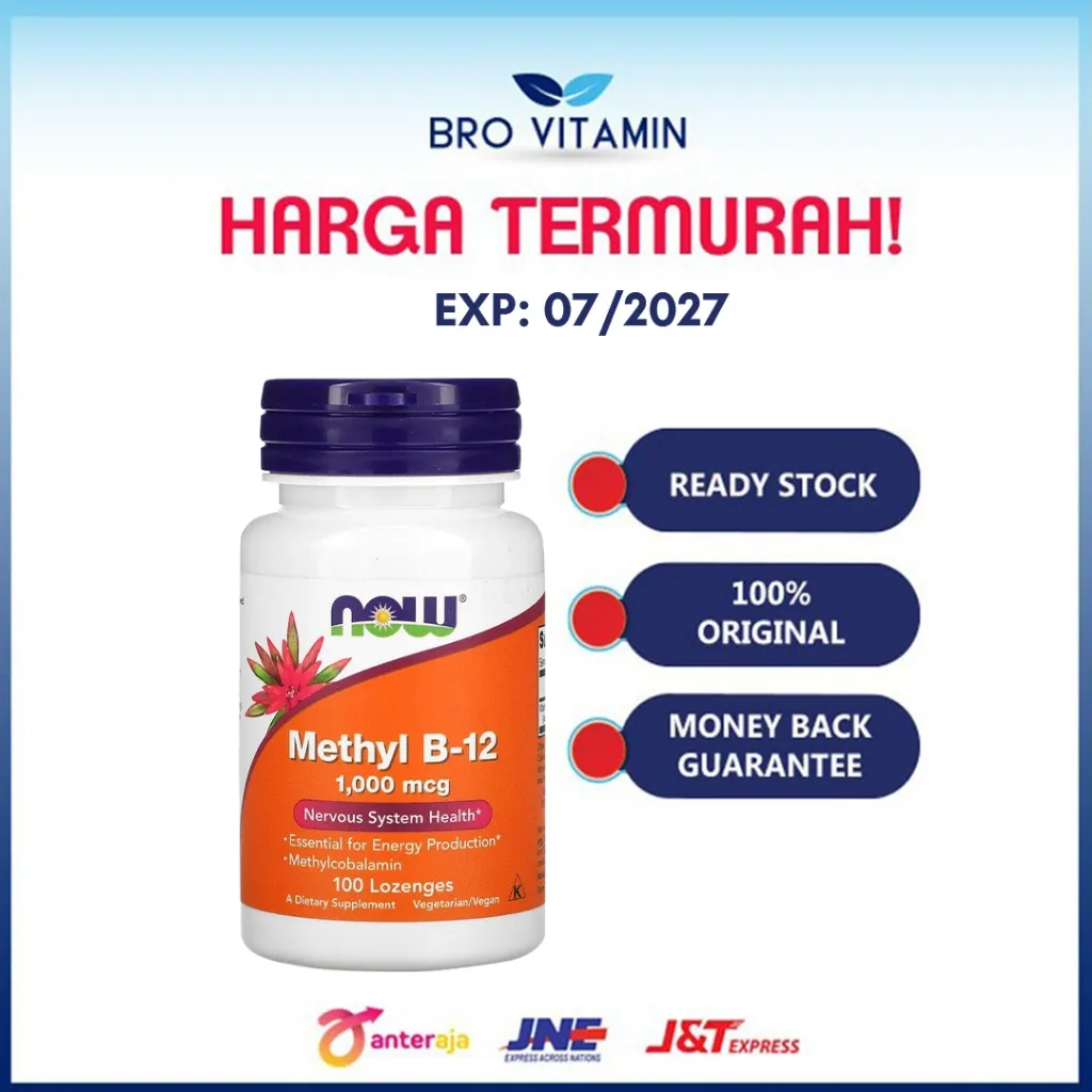 NOW Foods Methyl B12 B-12 1000 mcg 100 Lozenges l anemia zat besi