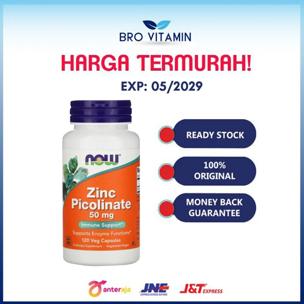 Now Foods Zinc Picolinate 50mg 120 Capsule | imun jerawat flu