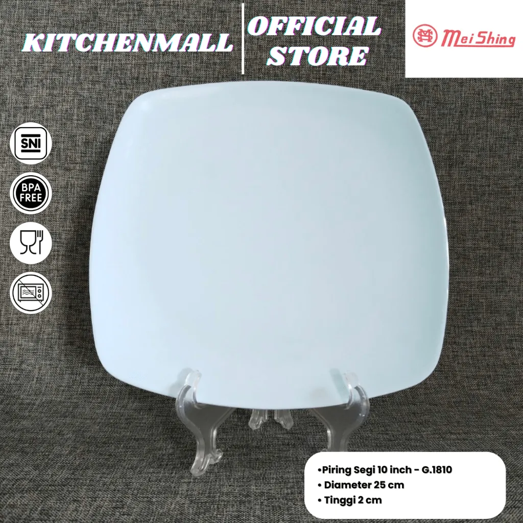 MEISHING Piring Melamin Persegi 10 Inch Polos - Type G1810