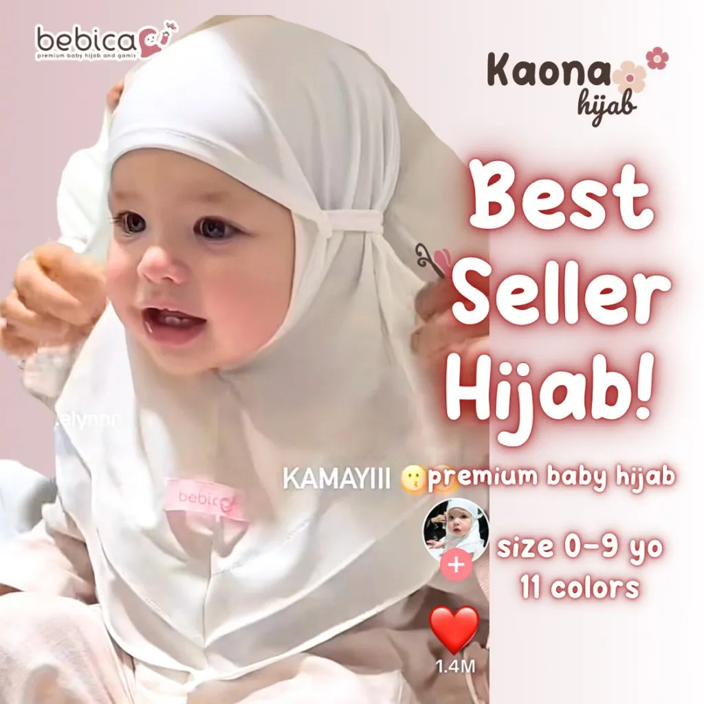 BEBICA Kaona Hijab Bayi /Hijab Anak / Bergo anak / Kerudung Anak Jersey Premium 0-9 Tahun