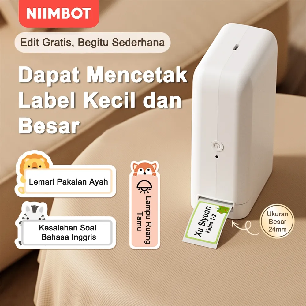 NIIMBOT D101 Label Printer dengan, Mesin Pembuat Label Pintar untuk Penggunaan di Rumah