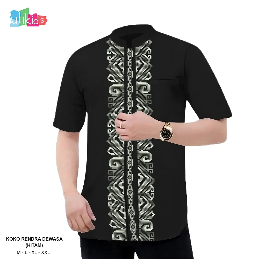 Ulikids Baju Koko Muslim Casual Pria Dewasa Kemeja Lengan Pendek Kombinasi Bordir Batik Premium Terbaru Dan Terlaris 2025