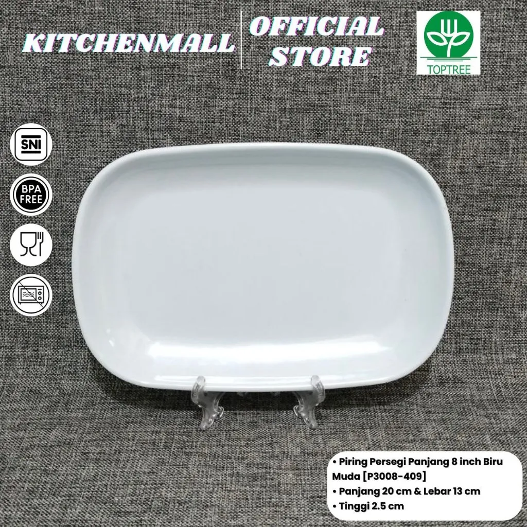 TOPTREE Piring Saji Melamin 8 Inch Persegi Panjang - Type P3008