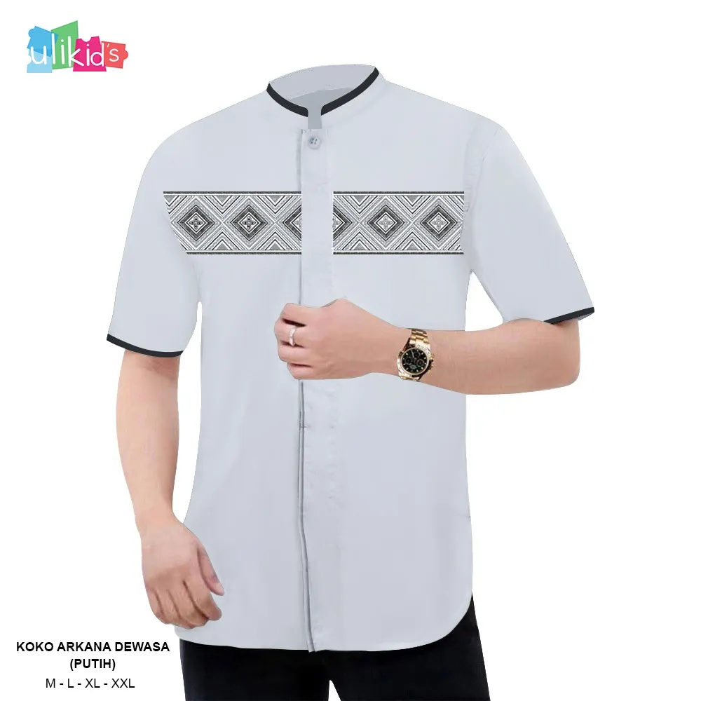 Ulikids Baju Atasan Koko Muslim Pria Dewasa Lengan Pendek Premium Bordir Termurah Dan Terlaris  Lebaran 2025