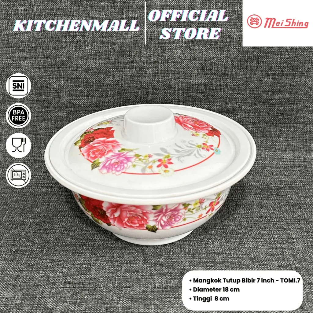 MEISHING Mangkok Melamin Tutup Bibir 7 Inch Motif - Type TOMI7