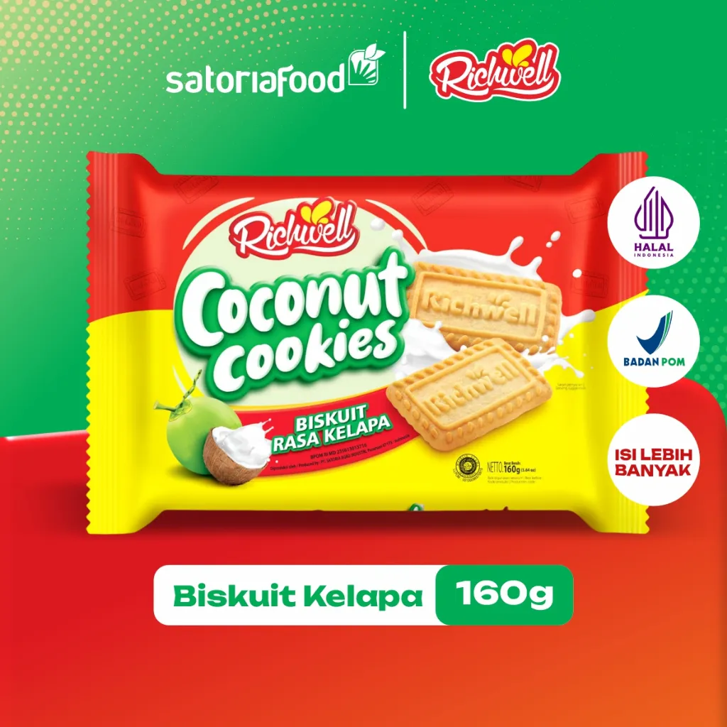 SatoriaFood - Richwell Cookies Coconut 160g | Cemilan Snack Biskuit Kukis Rasa Kelapa