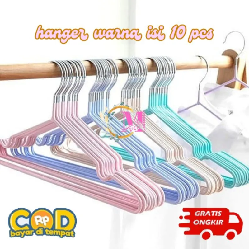 [CM] kapstok hanger warna stainless anti slip isi 10 pcs