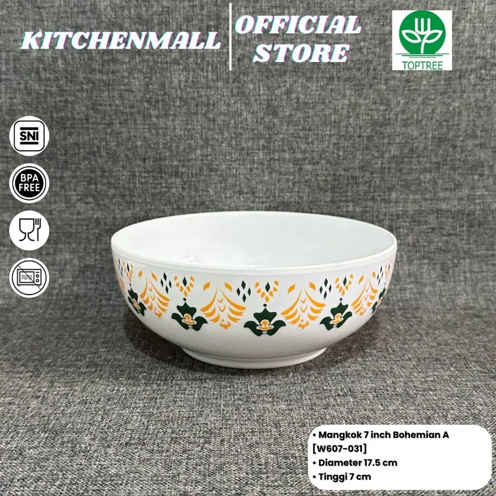TOPTREE Mangkok Melamin 7 Inch Motif - Type W607
