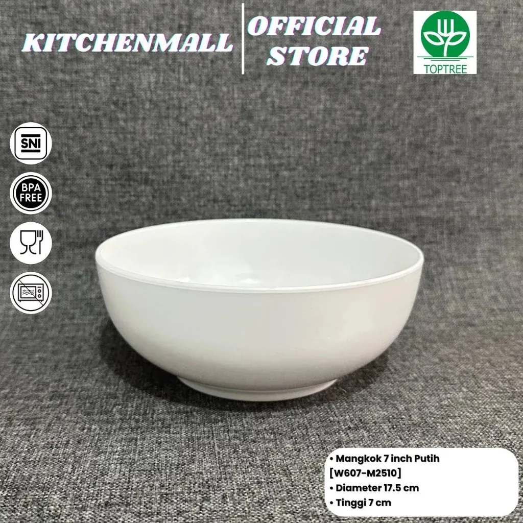 TOPTREE Mangkok Melamin 7 Inch Polos- Type W607