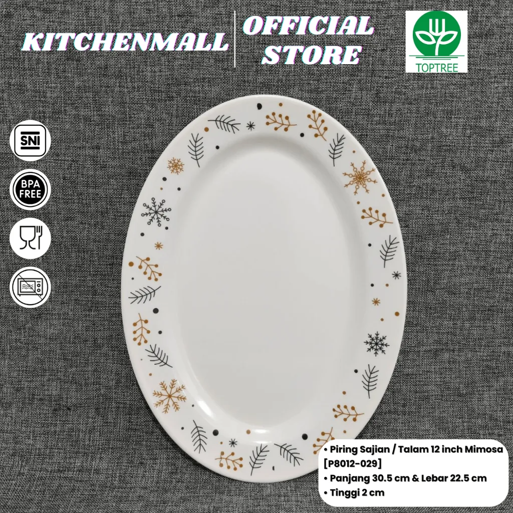 TOPTREE Piring Melamin 12 Inch Oval Motif - Type P8012