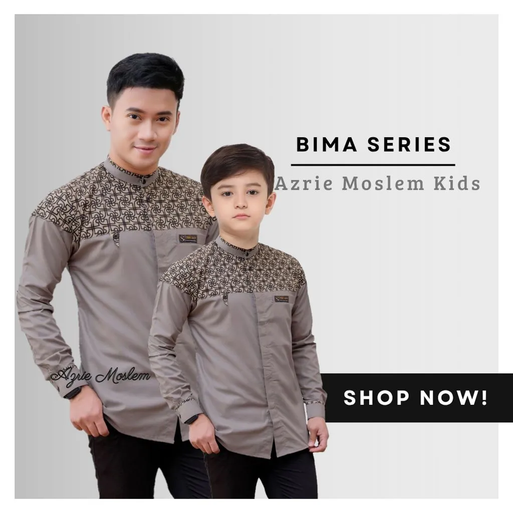Baju Koko Couple Ayah Dan Anak Laki Laki Lengan Panjang Premium Kombinasi Batik Bahan Katun Ade m