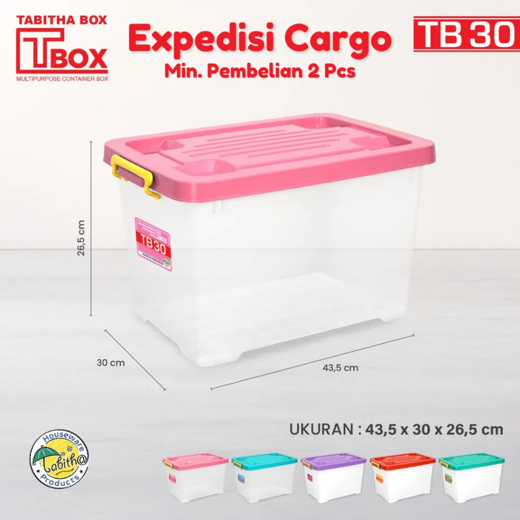 Tabitha [Cargo] Container Box Plastik Kotak Penyimpanan 30/45/52 Liter Serbaguna Dengan Roda - TBOX