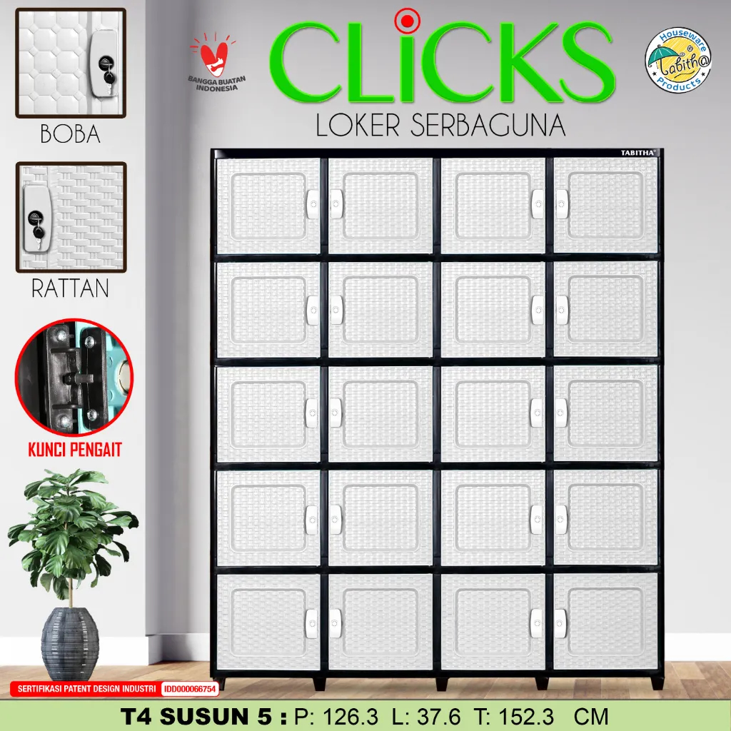 Tabitha Lemari Pakaian Plastik Loker Tempat Helm Rak Buffet Meja TV - Clicks Tower 3 & Tower 4