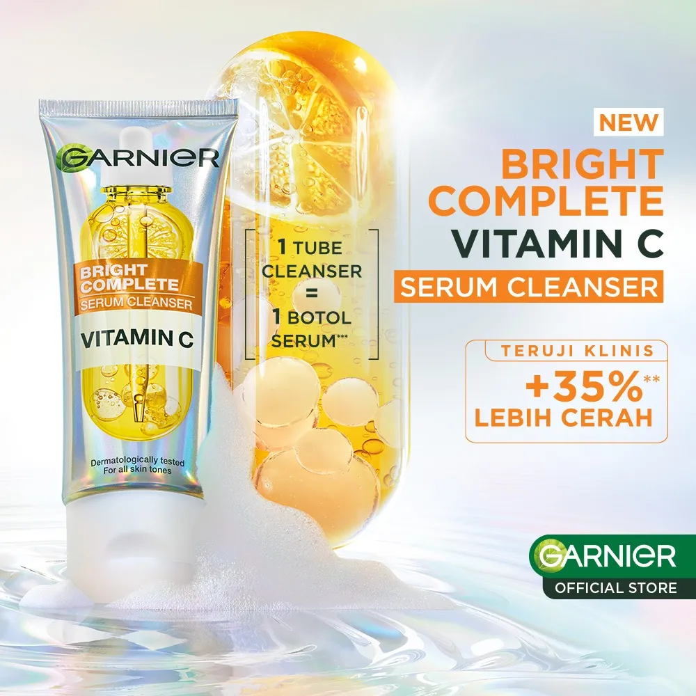 [HOT SALE] GARNIER Facial Wash Bright Complete Vitamin C Serum Cleanser 100ml | Skincare Pembersih Wajah Mencerahkan Seperti Serum Wash sabun cuci muka sabun muka glowing dan memutihkan face wash