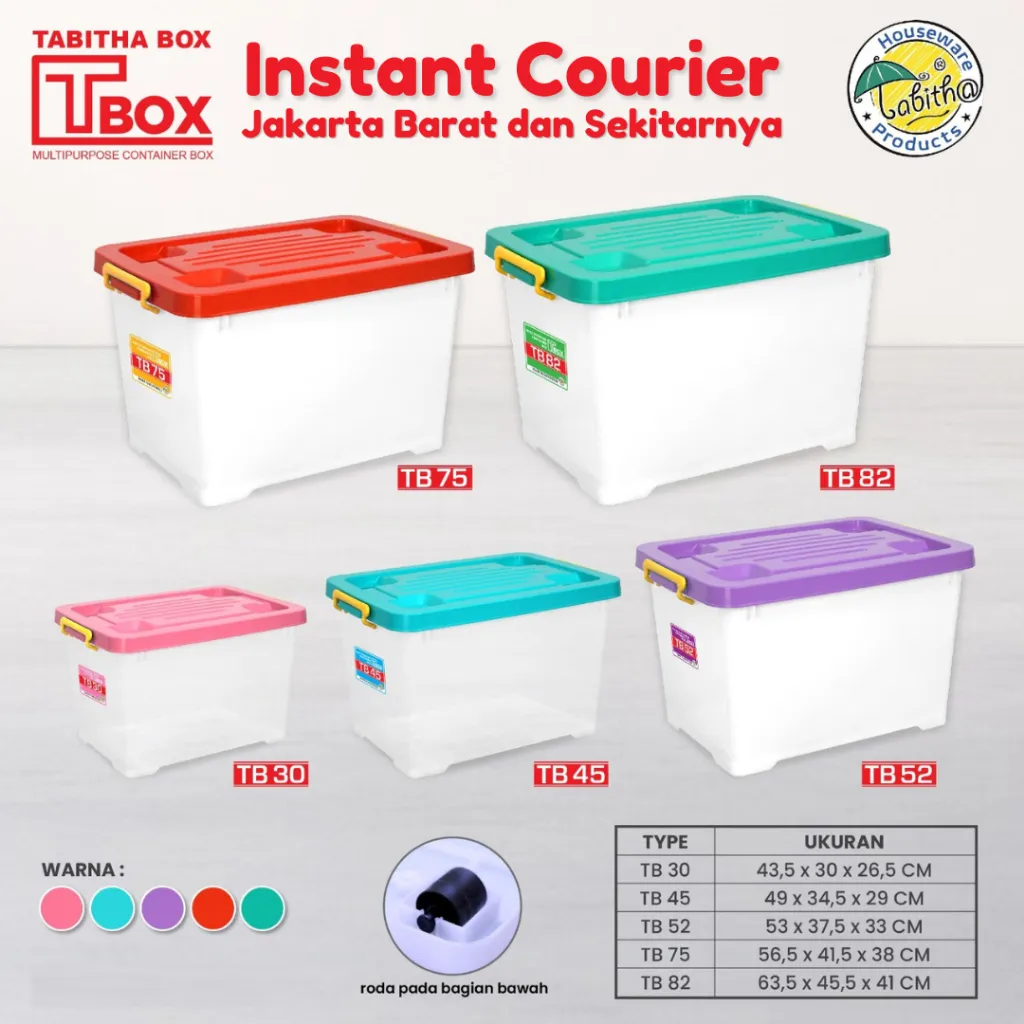 Tabitha [Instant] Container Box Plastik Kotak Penyimpanan Besar Jumbo Serbaguna Dengan Roda - TBOX
