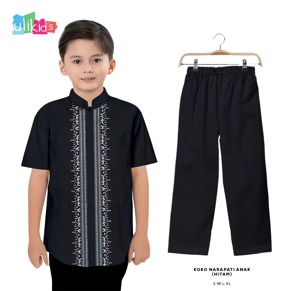 Ulikids Baju Set Koko Setelan Anak Laki-Laki Full Bordir Premium Lengan Pendek Usia 4 - 13 Tahun Termurah Dan Terlaris Lebaran 2025
