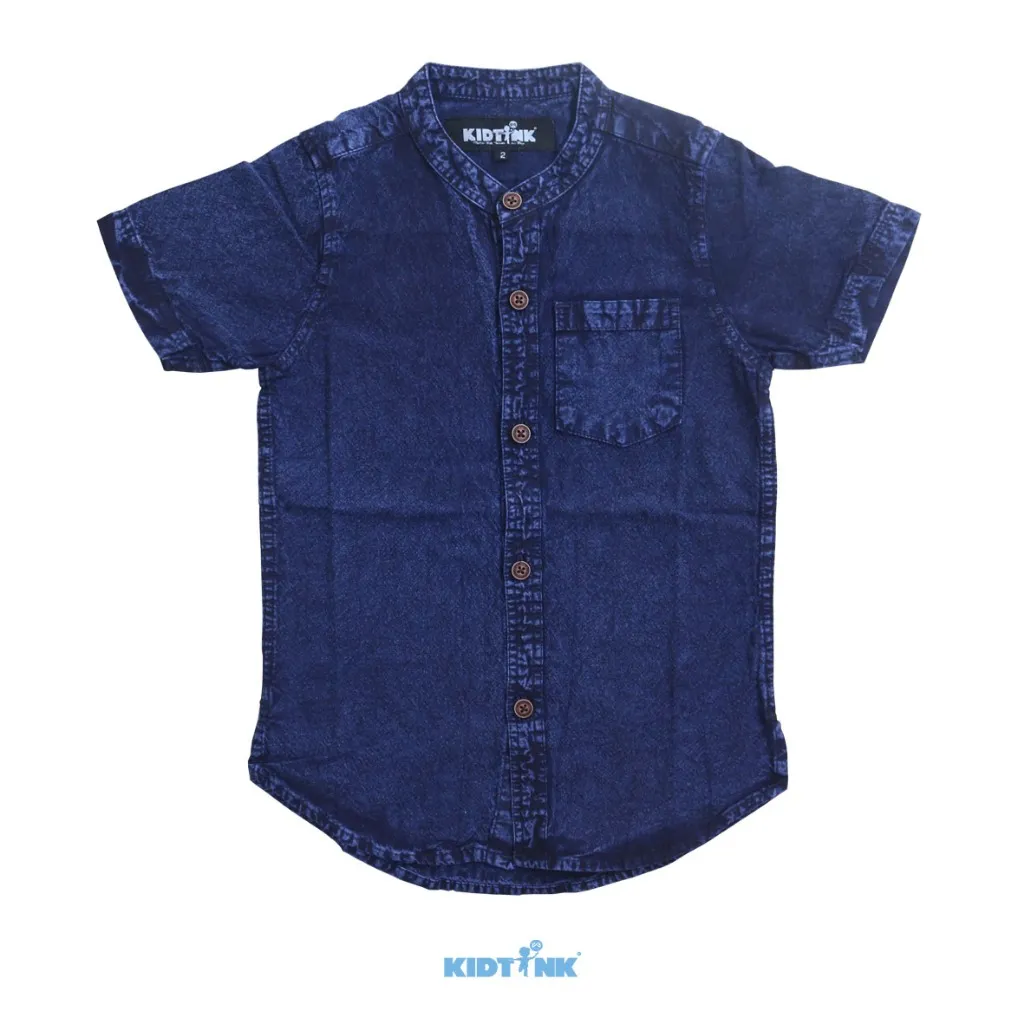 KIDTINK -AMIIN Kemeja Kurta Anak Lengan Pendek Cotton Tuil - Kemeja Koko Anak Laki-Laki - Kemeja