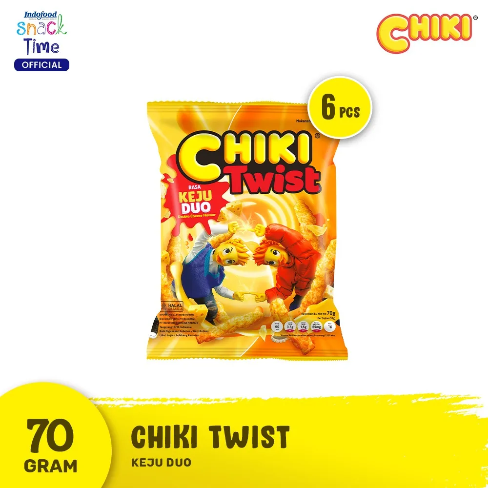 Chiki Twist Keju Duo (Double Cheese) 70gr - 6 Pcs