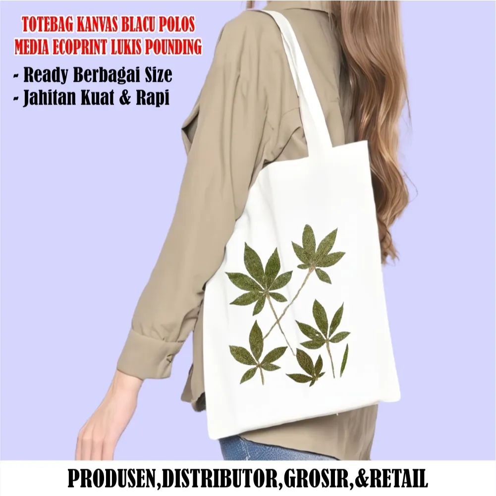 Totebag kanvas polos blacu media ecoprint pounding lukis tiedye tas tote botanical dyeing natural dye plant based printing