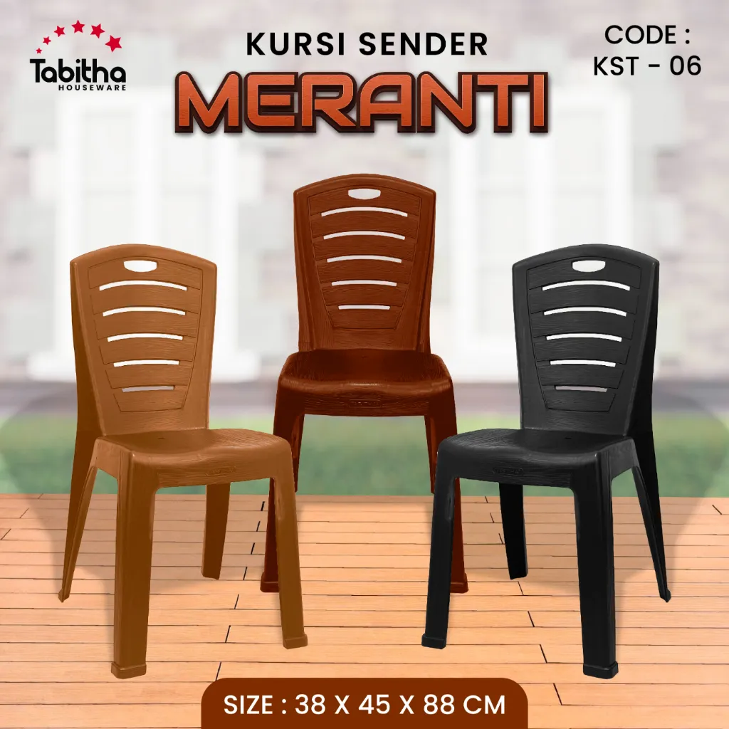 Tabitha Kursi Plastik Sender Motif Kayu Bangku Plastik Kursi Makan Plastik - Kursi Mahoni & Meranti