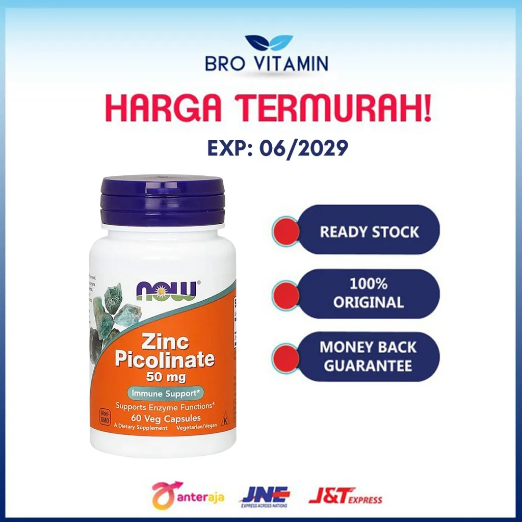 Now Foods Zinc Picolinate 50mg 60 Capsule | imun jerawat flu