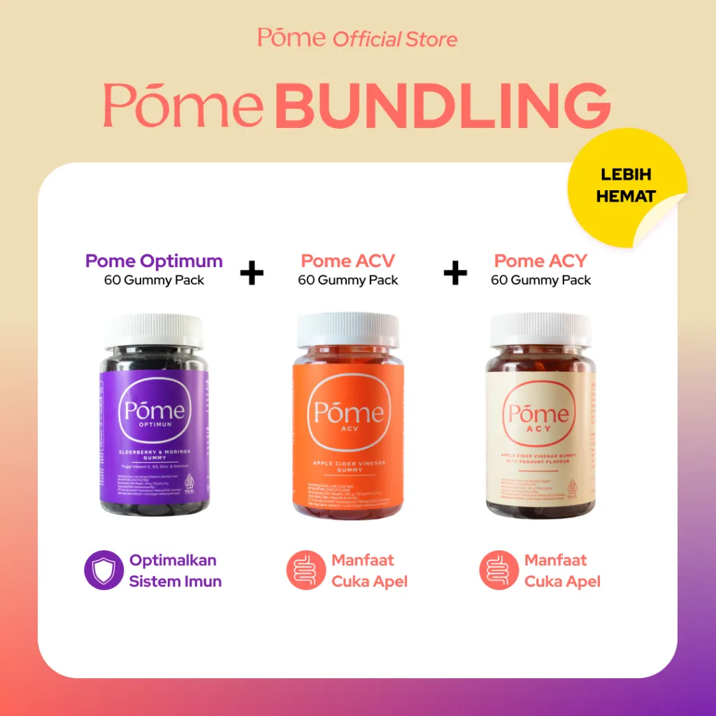 Pome Bundling LEBIH HEMAT - Pome ACV 1 Botol + Pome Optimun 1 Botol + Pome ACY (Yoghurt Flavor) 1 Botol