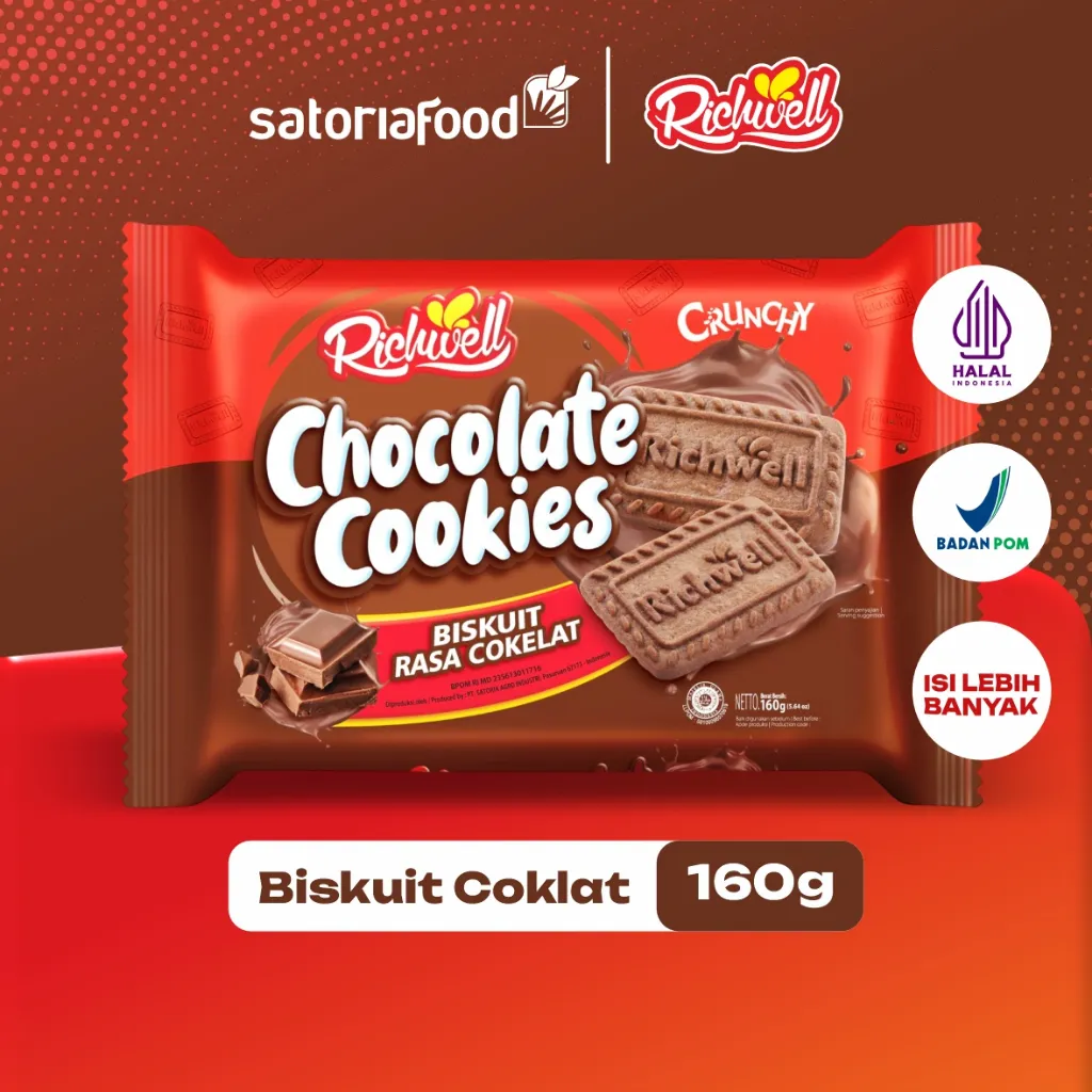 SatoriaFood - Richwell Cookies Chocolate 160g | Cemilan Snack Biskuit Kukis Coklat