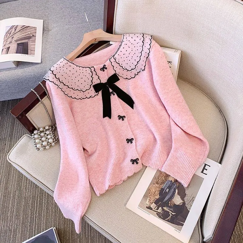 GS - Cardigan Rajut PITA Lucu Wanita Korean Style Outer | Baju Rajut Wear Kardigan Pita Pita CUTE