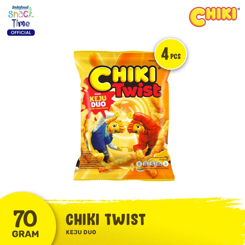 Chiki Twist Keju Duo (Double Cheese) 70gr - 4 Pcs