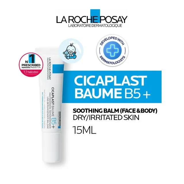 La Roche Posay Cicaplast Baume B5+ Soothing Balm 15ml- Krim Kulit Kering/ Iritasi Ringan Wajah/ Badan