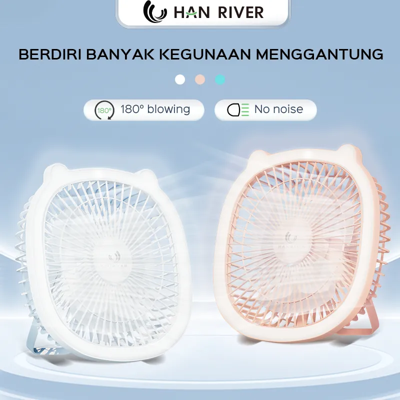 HAN RIVER Kipas Angin Portable With Lampu LED Kipas Angin Mini