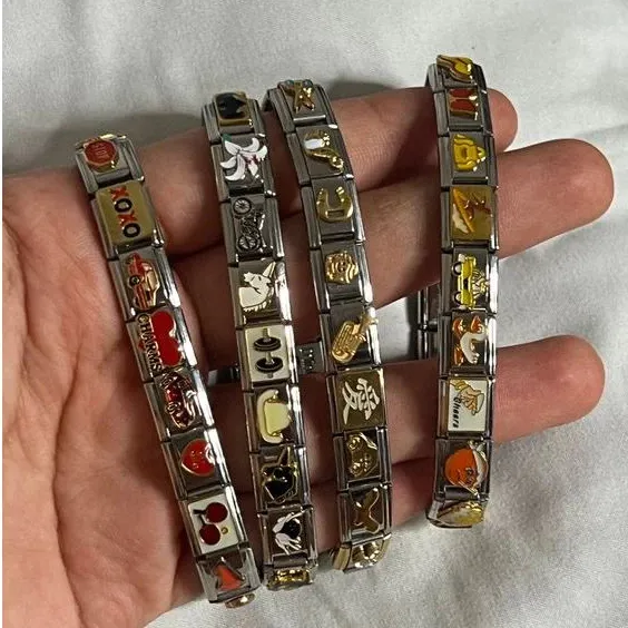 Sweetyland gelang y2k Vintage Italian Charm Bracelet Gelang DIY Gelang Modular Italia Vintage Hadiah Spesial Hadiah yang penuh arti karat
