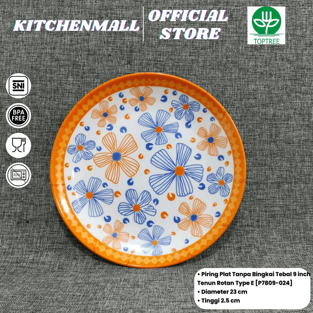 TOPTREE Piring Melamin 9 Inch Motif - Type P7809