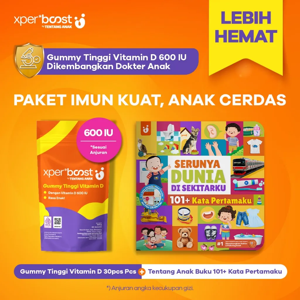 Expert Boost - Paket Bundling Gummy Vitamin D 600 IU 30pcs + Tentang Anak - Buku 101+ Kata Pertamaku