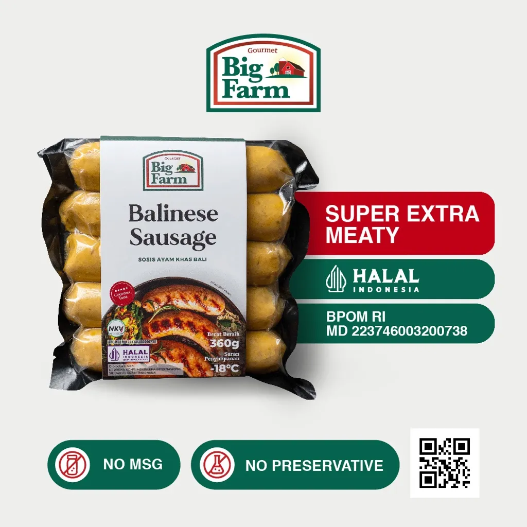 Big Farm Balinese Sausage 360gr (5 pcs) - Sosis Ayam Khas Bali