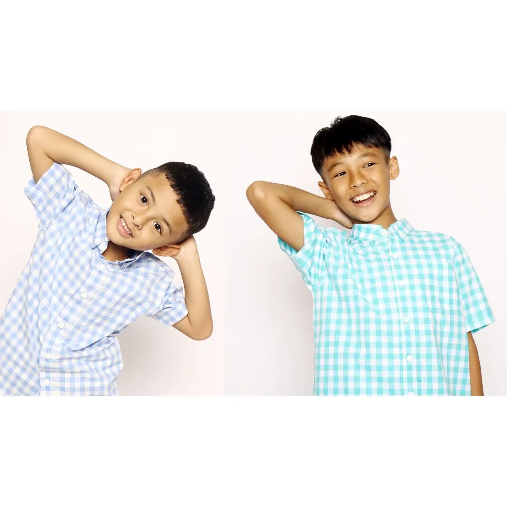 KIDTINK - Rio Shirt Kemeja Anak Laki Laki Lengan Pendek Polos - Kemeja Fashion Anak Laki