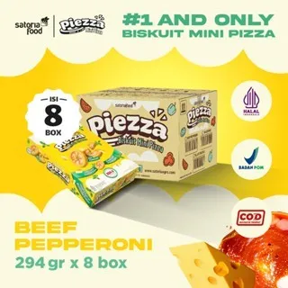 SatoriaFood - Snack Piezza Beef Pepperoni 294gr x 8 Box [ 1 Dus ] & 252gr x 6 Box  [ 1 Dus ] Biskuit Cemilan Pie Mini Rasa Pizza