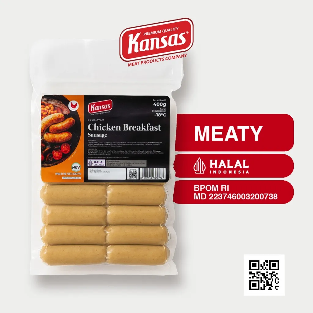 Kansas Chicken Breakfast Smoked 400gr (16 pcs) - Sosis Ayam