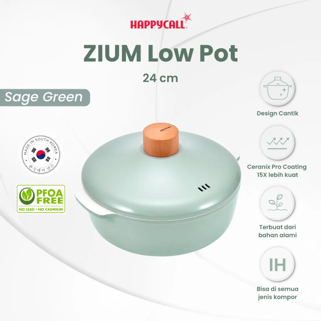 Happycall Zium IH Low Pot 24 cm - Panci Multifungsi Anti Lengket