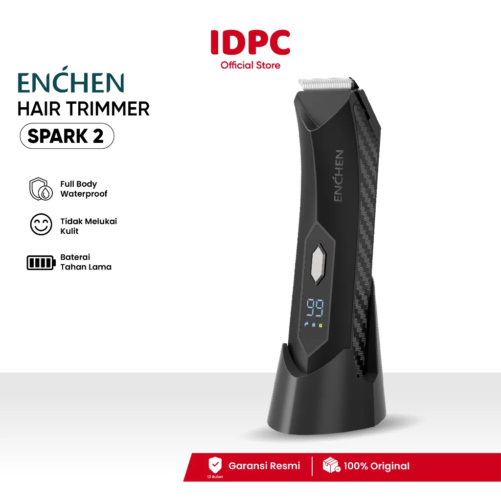 Enchen Spark 2 Body Trimmer Professional Hair Clipper Alat Cukur Rambut IPX7 WaterProof