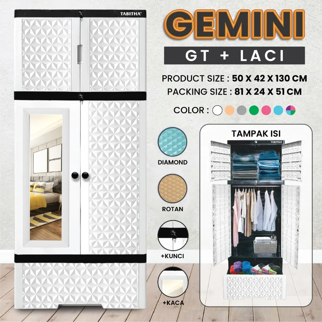 Tabitha Lemari Pakaian Plastik Minimalis Small - LS3 / Gemini Series