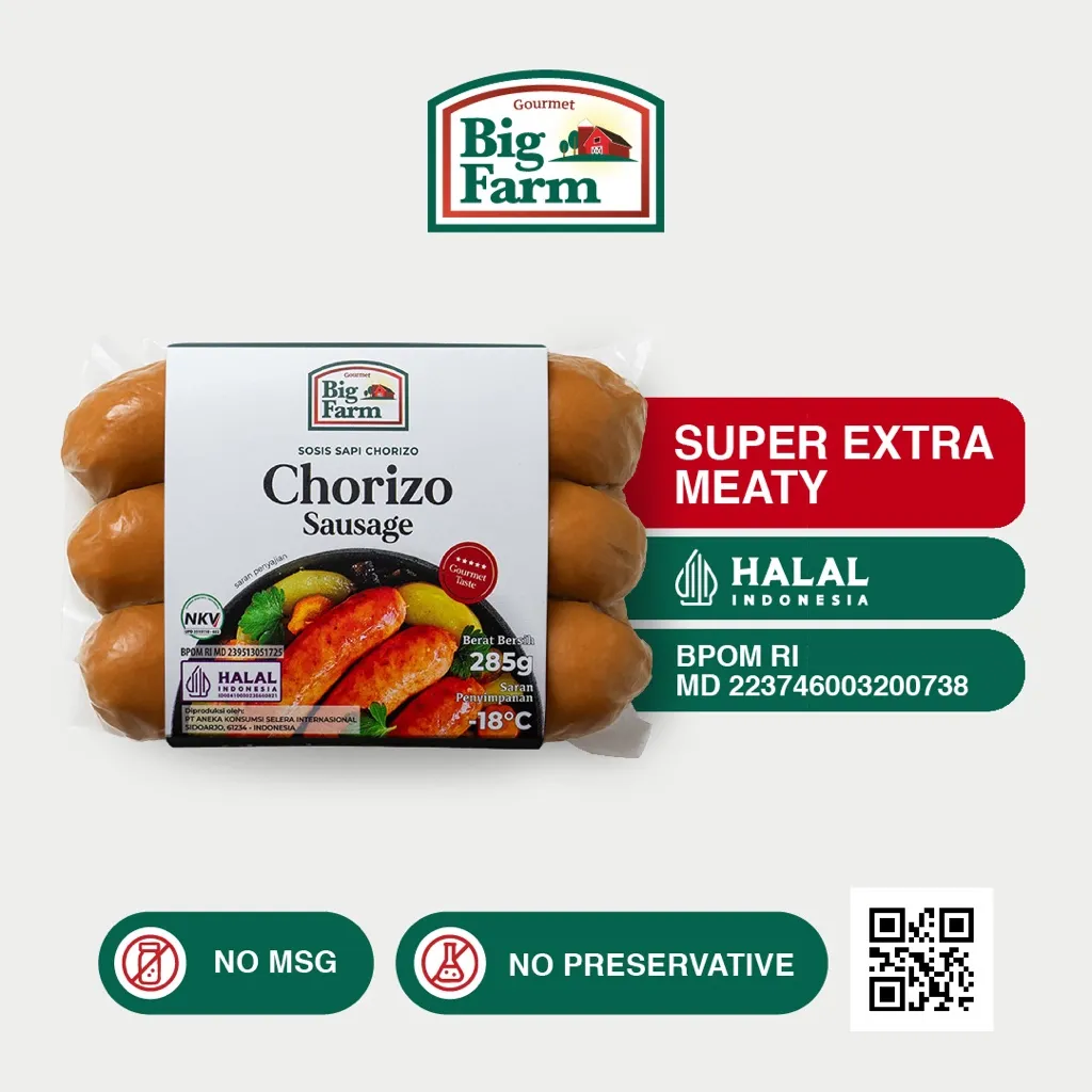 Big Farm Chorizo Style Sausage 285gr (3pcs) - Sosis Sapi Chorizo