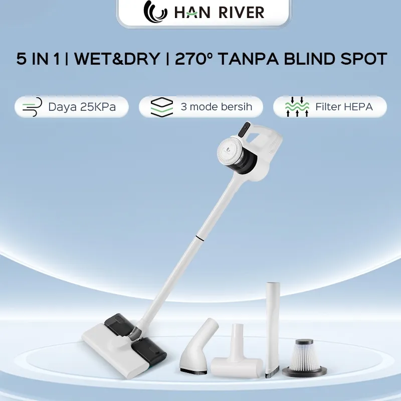 HAN RIVER Vacuum Cleaner 25000Pa Hisap Dan Pel Multifungsi 5 In 1 Wireless Penyedot Debu